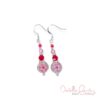 Triple Strand Pink & Red Flower Bracelet & Earrings Set - Image 3