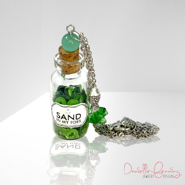 Green Fish "Sand in my Toes" Potion Bottle Necklace