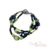 Green and Black Flower Triple Strand Bracelet & Earrings Set - Image 2