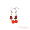 Orange and Red Wood, Glass and Red Jasper Quadruple Strand Bracelet & Earrings Set - Image 3
