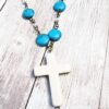 Howlite Turquoise and Cross Bronze Lariat Necklace and Earrings Set - Image 2