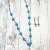Howlite Turquoise and Cross Bronze Lariat Necklace and Earrings Set - Image 4
