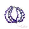 Triple Strand Purple Amethyst and Glass Bracelet and Earrings Set - Image 2