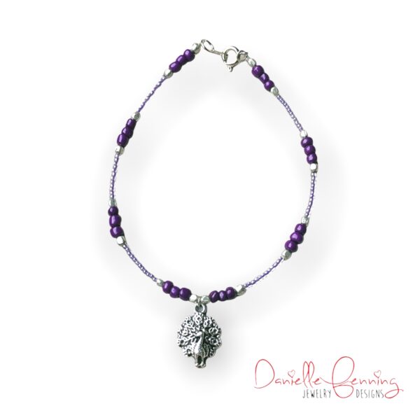 Peacock Light and Dark Purple Seed Bead Anklet