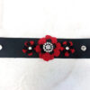 Red Felt and Black Leather Triple Flower Cuff - Image 2