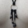 Black Suede Ring Tassel Lariat Necklace - Image 2