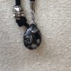 Black Suede Ring Tassel Lariat Necklace - Image 3