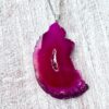 Hot Pink Agate Slice and Glass Bicone Lariat Necklace - Image 2