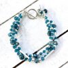 Teal and Silver Multi-Strand Bracelet & Earrings Set with Dolphin Charm - Image 3
