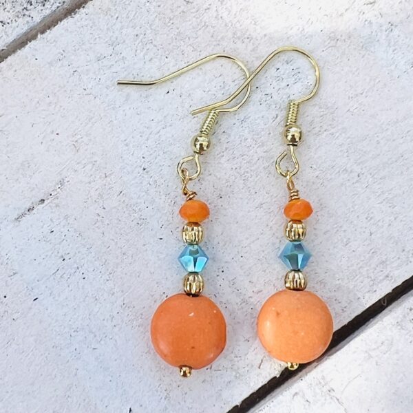 Teal and Orange Tulip Multi-Strand Bracelet & Earrings Set - Image 3