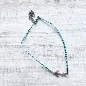 Aqua Anchor Beaded Anklet