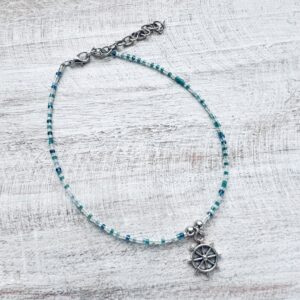 Green and Aqua Seashell Anklet Beaded (Copy)