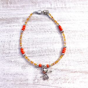 Orange, Yellow and Pink Bird Beaded Anklet