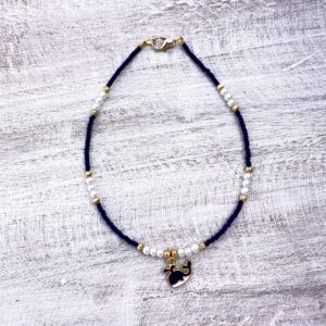 Black, White and Gold Whale Beaded Anklet
