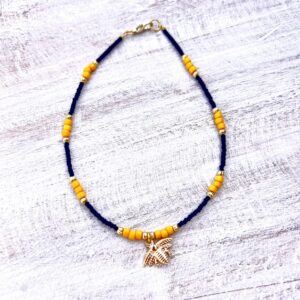 Black and Yellow Gold Bee Beaded Anklet