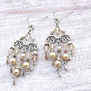 Light Beige 5-Prong Triangle Chandelier Earrings