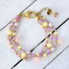 Pink and Yellow Tulip Multi-Strand Bracelet & Earrings Set - Image 2