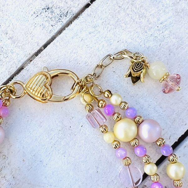 Pink and Yellow Tulip Multi-Strand Bracelet & Earrings Set - Image 4