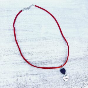Heart on Red suede Necklace