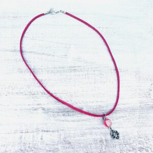 Filigree Charm on Pink Cord Necklace