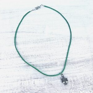 Cactus on Green Cord Necklace