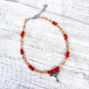 Yellow and Orange Heart Anklet