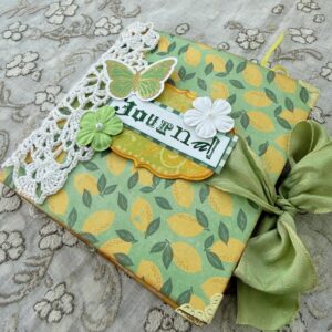 Lemon Junk Journal, Handmade Botanical Journal, Vintage Inspired Garden Journal, Lace & Ribbon Keepsake Book, One of a Kind Journal