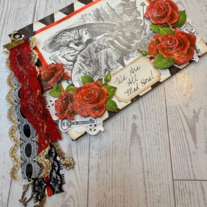 Red Queen’s Race Journaling Card | Alice in Wonderland Ephemera | Vintage Book Page Art | Handmade Junk Journal Card | OOAK Collage